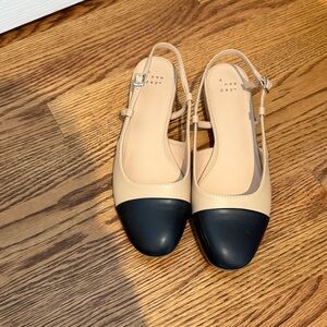 a new day Two-Tone Slingback Flats - Beige and Black
